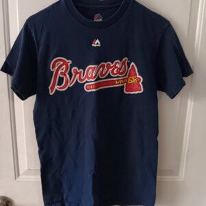 Majestic Men's T Shirt Size Small Atlanta Braves MLB 5 Freeman Blue Cotton